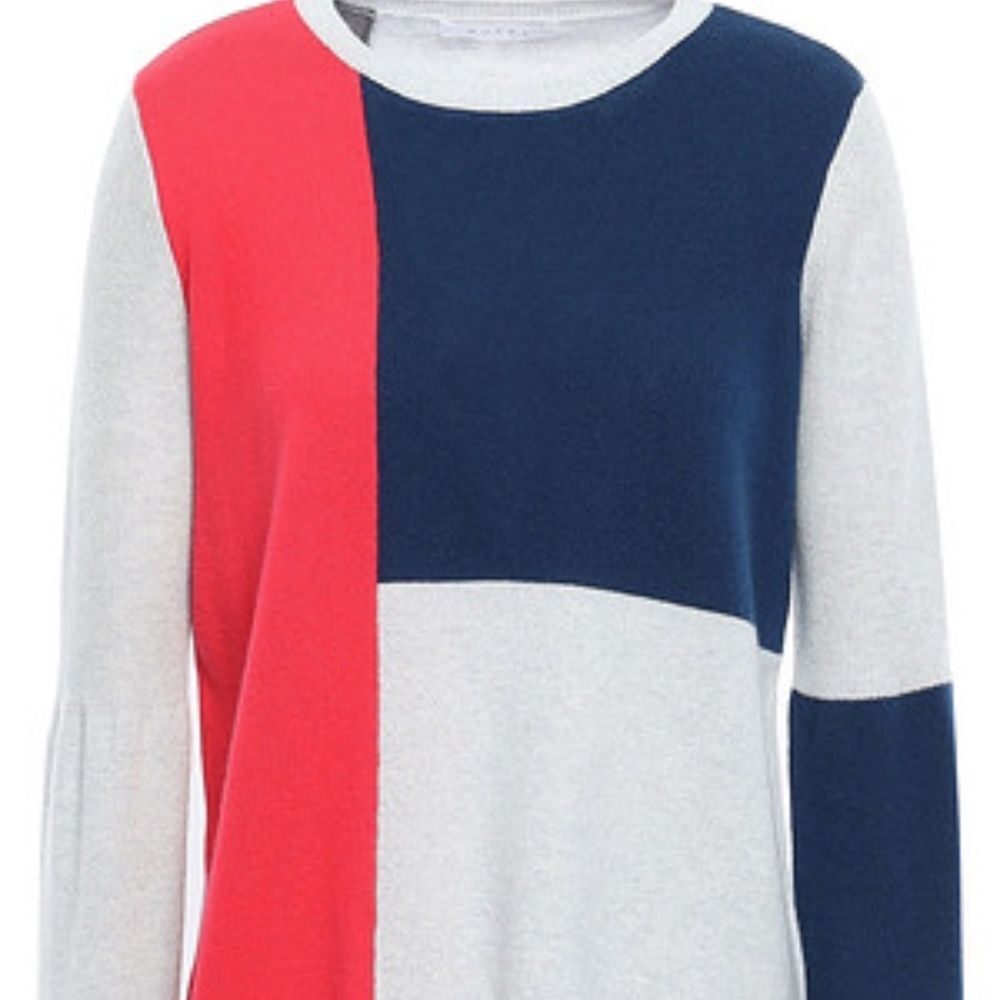 Asymmetric color-block cashmere sweater